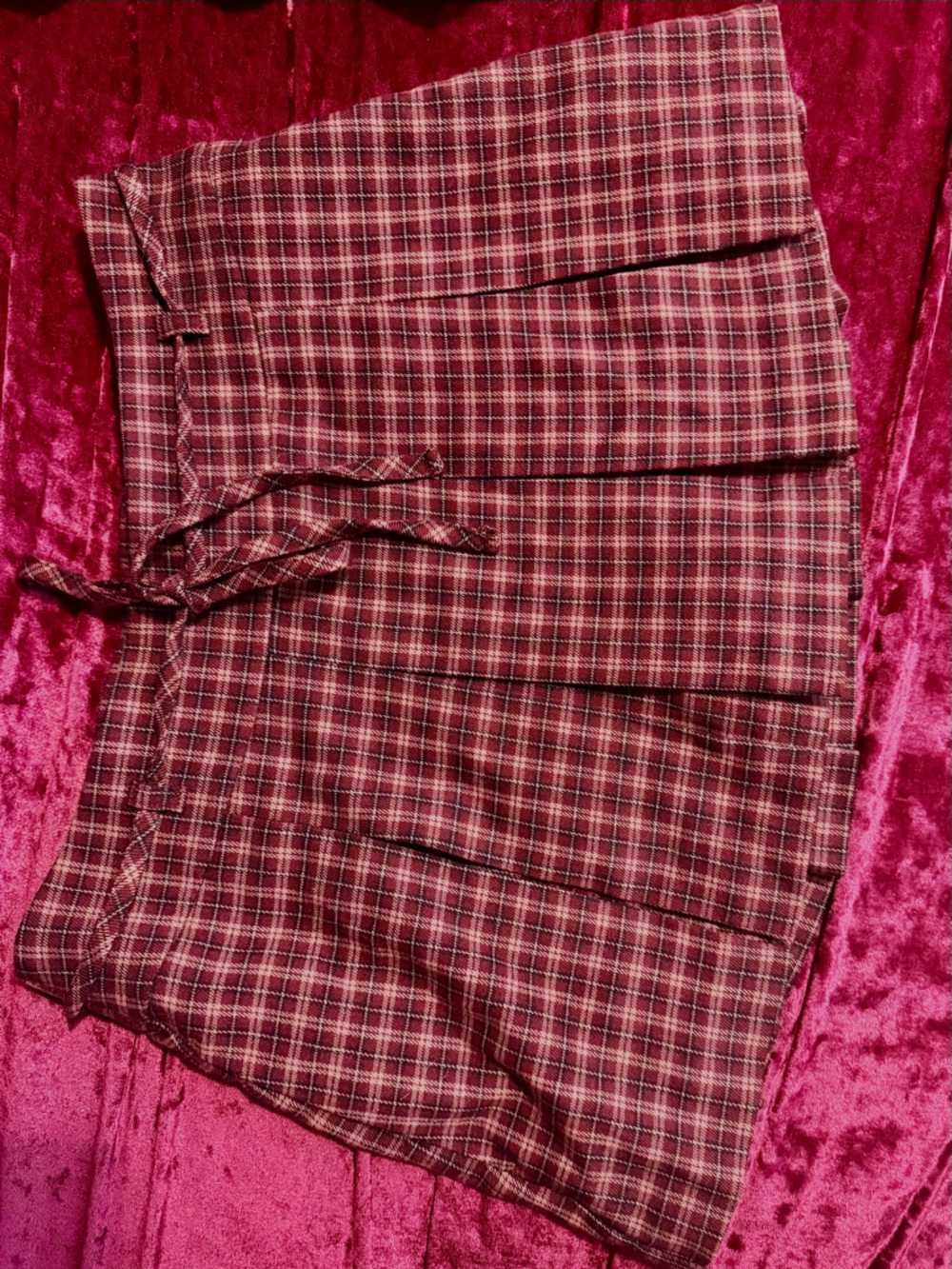 Hollister Burgundy Plaid Mini Skirt with Tie Detail